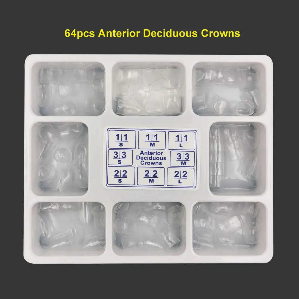 64pcs/box Dental Transparent Crowns Child Deciduous 1.912 Posterior and Anterior Teeth of Adult Dental Crowns Russia Russia