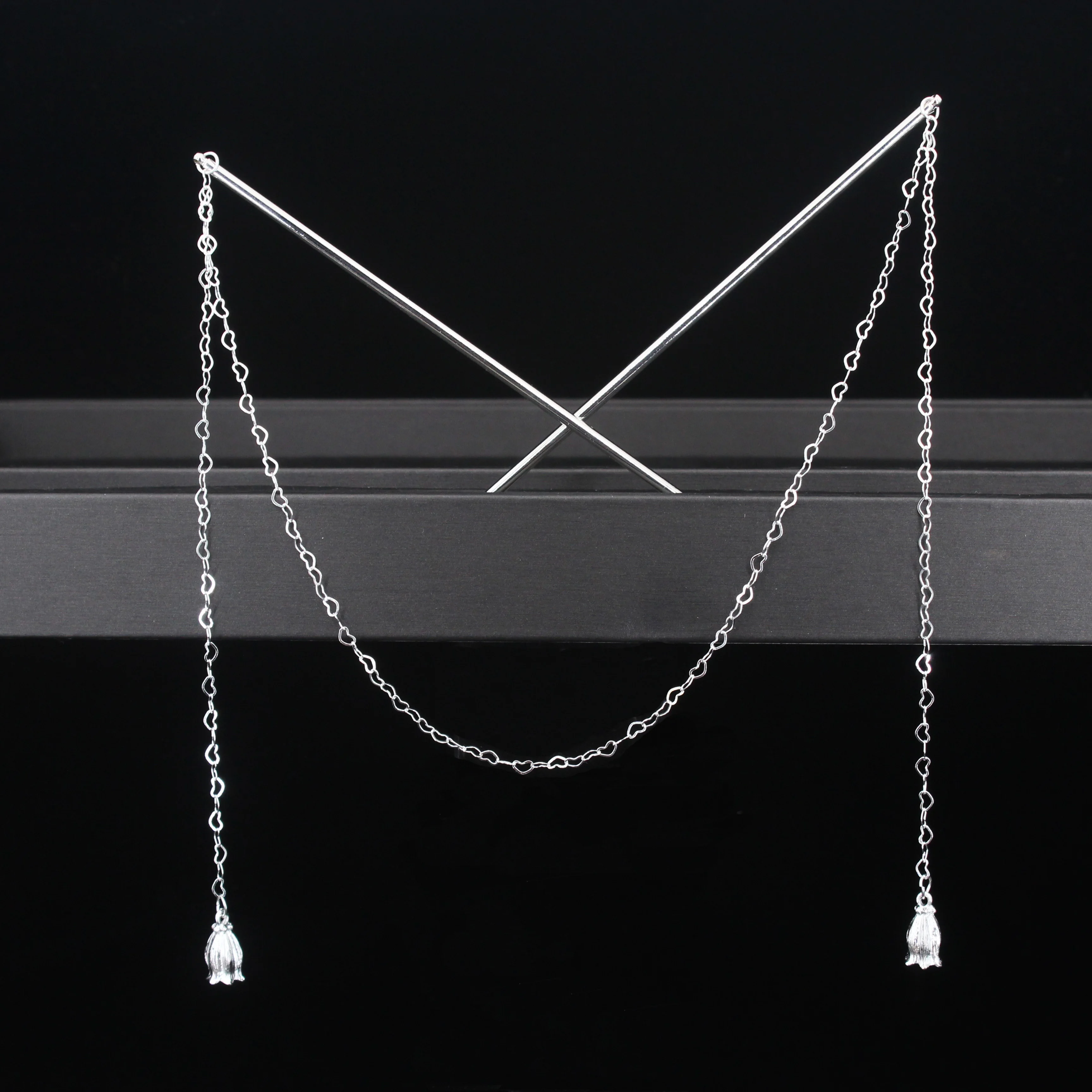 Double Chain Hair Fork Pearl Tassel Hair Stick Nunchaku Hairpin Chinese Style Retro Hair Accessories for Hanfu Tiaras Ornaments