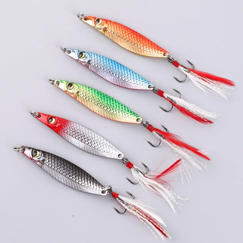 1PCS 3D 42-70mm 5-30g Fishing Spoon Lure Single Hook Artificial Metal Hard Bait Trout S-shaped Spinner Sequins Fishing Tackle