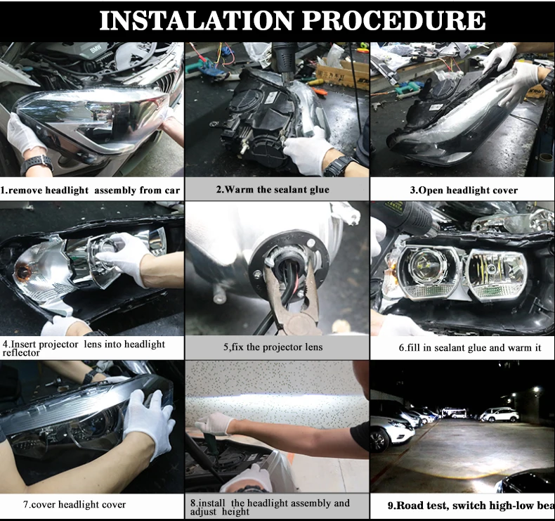 Sanvi S8 2.5 Inch 12V 40W 6000K Car Bi LED Len Projector Galss Headlight Angel Eyes Lens For H4 H7 9005 9006 Headlamp LHD RHD