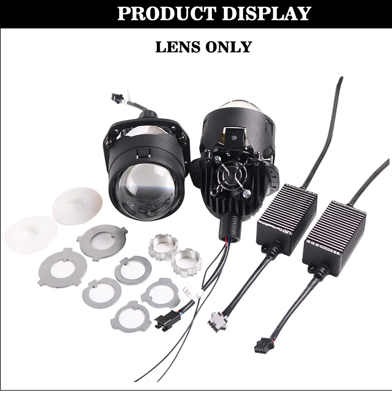 Sanvi S8 2.5 Inch 12V 40W 6000K Car Bi LED Len Projector Galss Headlight Angel Eyes Lens For H4 H7 9005 9006 Headlamp LHD RHD