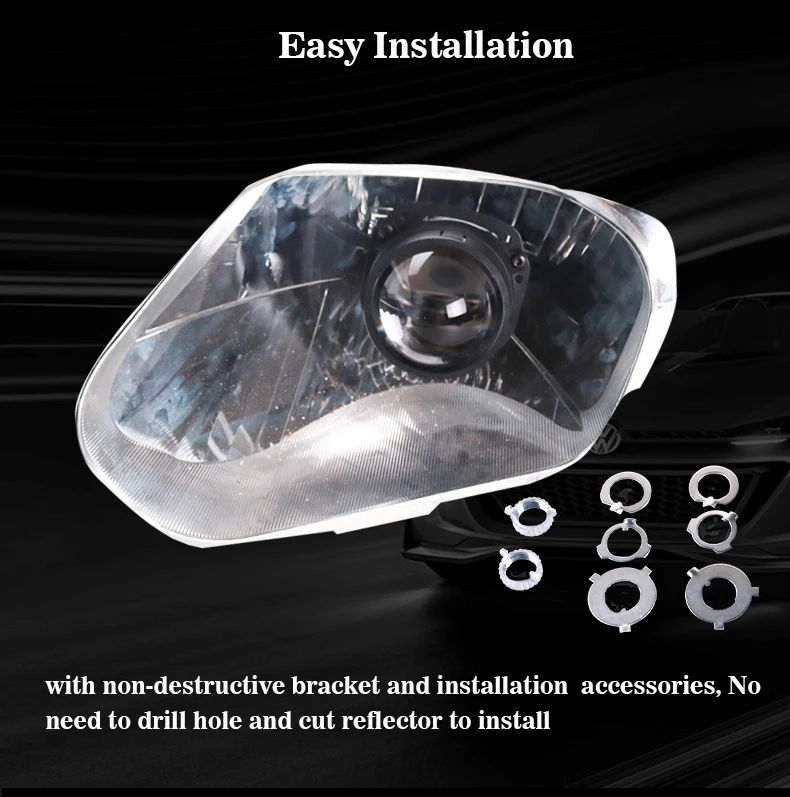 Sanvi S8 2.5 Inch 12V 40W 6000K Car Bi LED Len Projector Galss Headlight Angel Eyes Lens For H4 H7 9005 9006 Headlamp LHD RHD