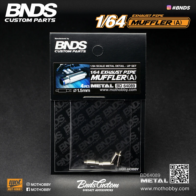 BNDS New 1/64 Metal Modified Parts Small Scale Exhaust Pipe Muffler Racing Style Pedal Set For Model Car Racing Vehicle Toy