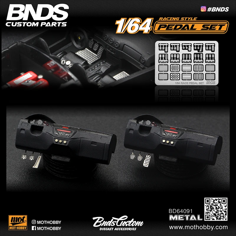 BNDS New 1/64 Metal Modified Parts Small Scale Exhaust Pipe Muffler Racing Style Pedal Set For Model Car Racing Vehicle Toy