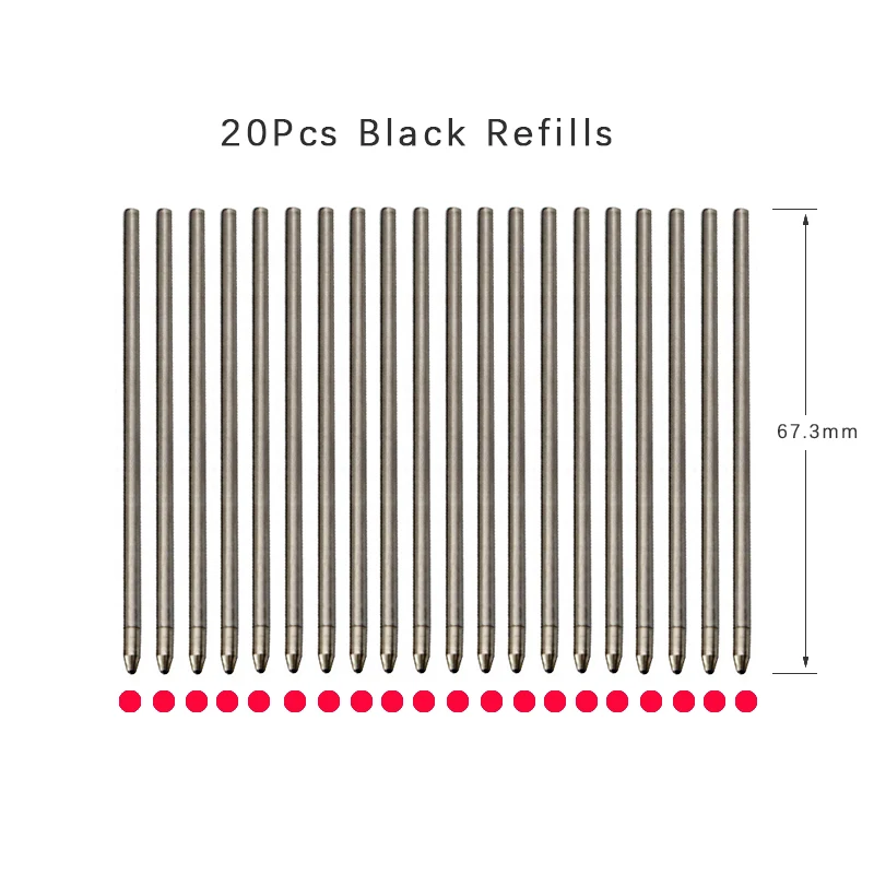 20pcs/lot Replaceable Metal Refills for Multicolor Ballpoint Pen Black Blue Red Refill Office School Writing Students Stationery