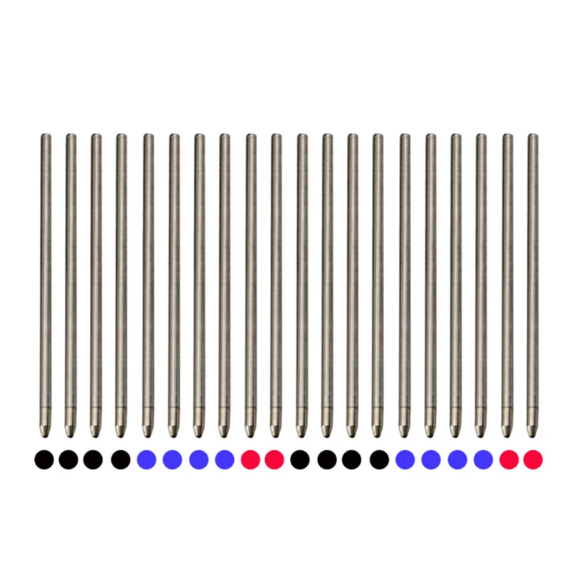 20pcs/lot Replaceable Metal Refills for Multicolor Ballpoint Pen Black Blue Red Refill Office School Writing Students Stationery
