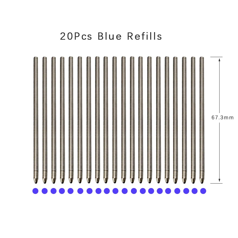 20pcs/lot Replaceable Metal Refills for Multicolor Ballpoint Pen Black Blue Red Refill Office School Writing Students Stationery
