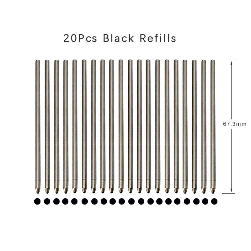 20pcs/lot Replaceable Metal Refills for Multicolor Ballpoint Pen Black Blue Red Refill Office School Writing Students Stationery