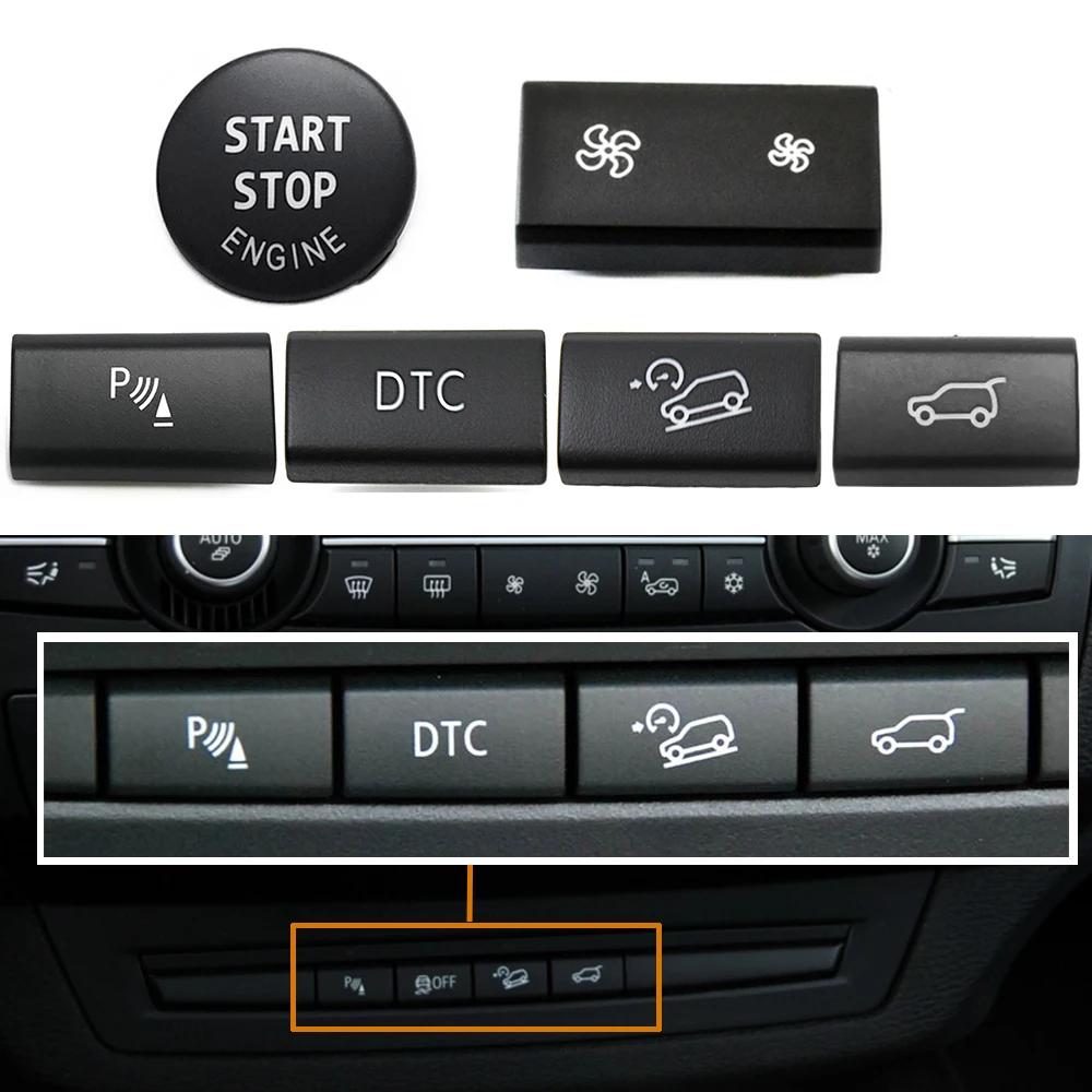 Car Dashboard Ac Ventilated Buttons Auto Ignition Parking Swithes Trunk Unlock Push Button Cover For BMW X5 E70 X6 E71 E72