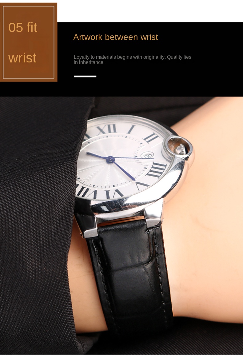 Deep blue Genuine Leather Watchband for Cartier Blue Balloon Convex mouth Belt Women's Strap 14 16 18 20mm Watch Accessories