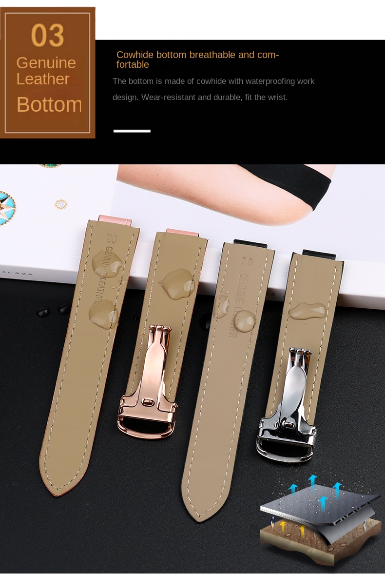 Deep blue Genuine Leather Watchband for Cartier Blue Balloon Convex mouth Belt Women's Strap 14 16 18 20mm Watch Accessories