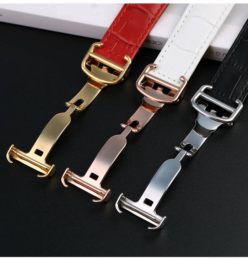 Deep blue Genuine Leather Watchband for Cartier Blue Balloon Convex mouth Belt Women's Strap 14 16 18 20mm Watch Accessories