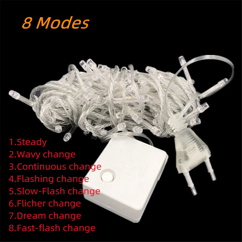 Led String Fairy Lights Christmas 10M 100LED 9Color 8 Modes AC220V/110V Holiday Lighting For Wedding Party Garland Decoration
