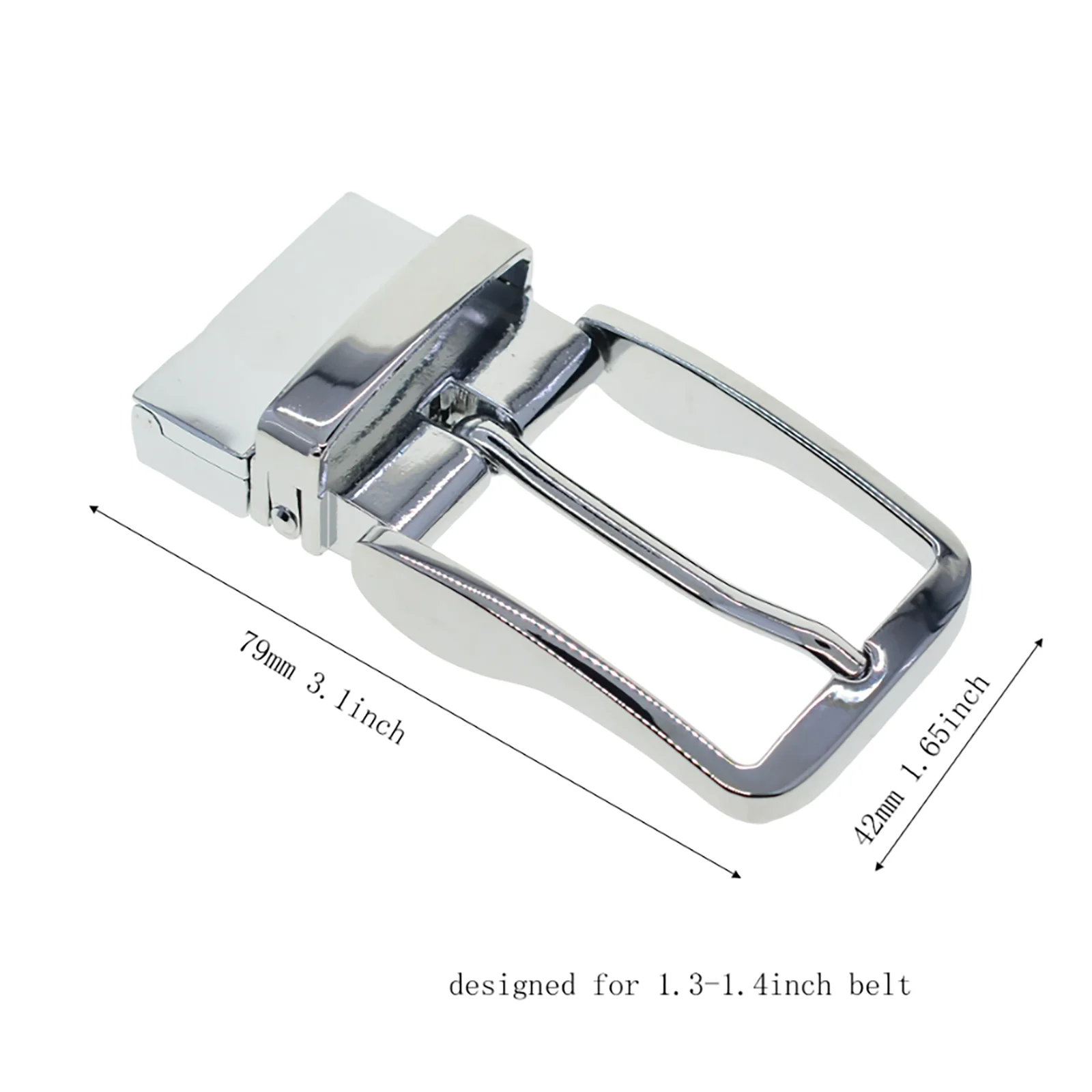 Super Fine Pattern Solid Metal Pin Lock Rotatable Prong Secure Mirror Silver Man Belt Buckle for 1.35 Inch Strap Replacement