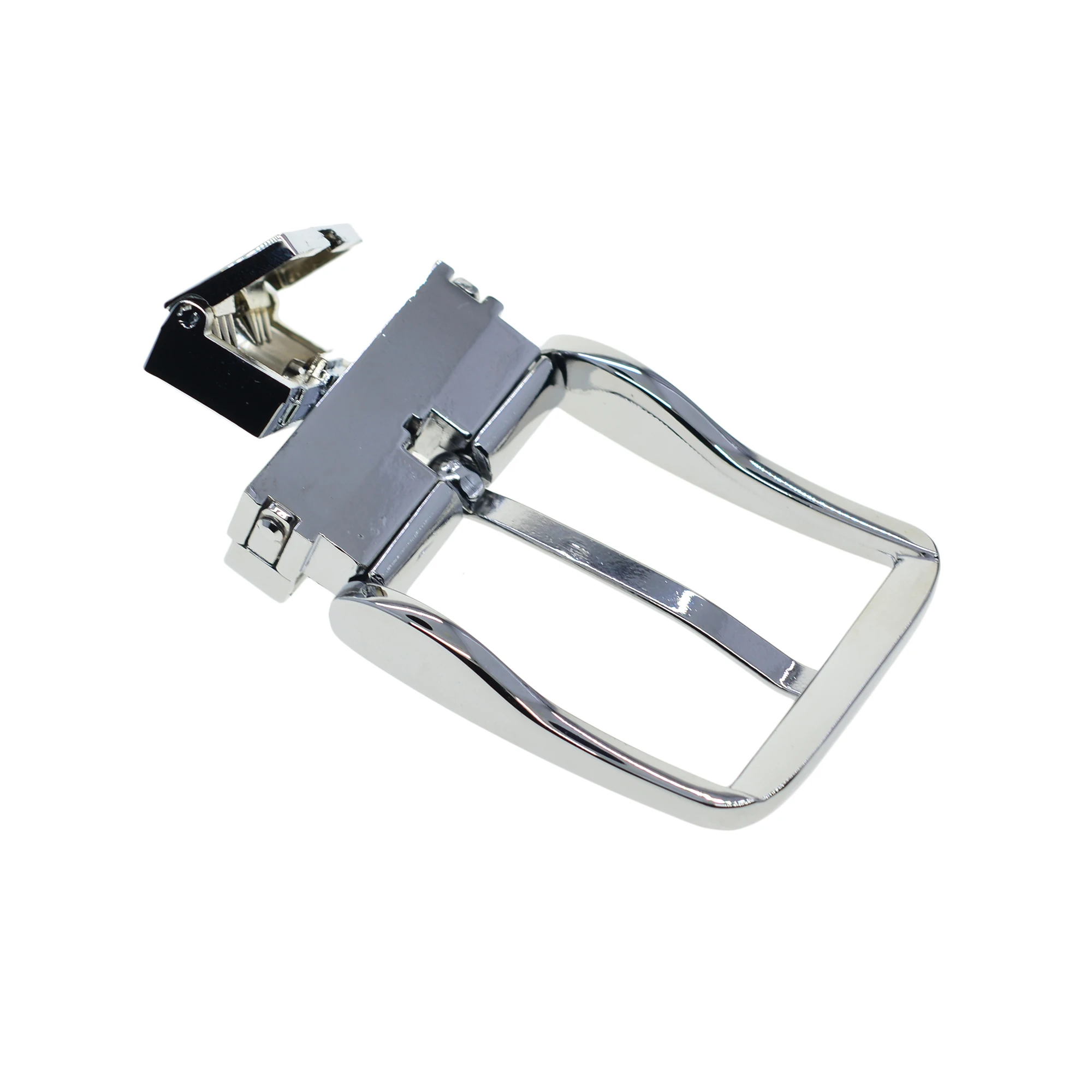 Super Fine Pattern Solid Metal Pin Lock Rotatable Prong Secure Mirror Silver Man Belt Buckle for 1.35 Inch Strap Replacement