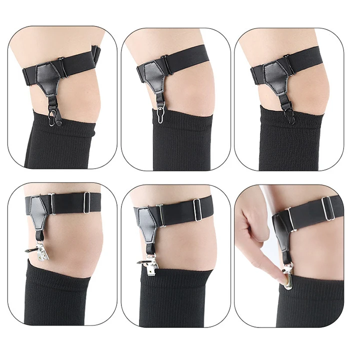 Black Adjustable Garters Suspenders Elastic Belt Hold Up Non-slip Clip JK Socks From Falling Off Sock For Women Men Accessories