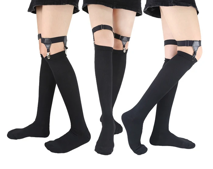 Black Adjustable Garters Suspenders Elastic Belt Hold Up Non-slip Clip JK Socks From Falling Off Sock For Women Men Accessories