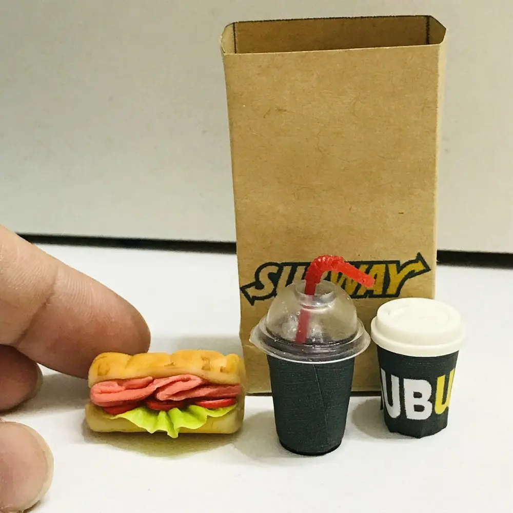 NEW 4PCS/Set 1/6 Scale Dollhouse Miniature Bread Coffee Mini Fast Food for Blyth OB11 BJD Doll House Kitchen Play Toys