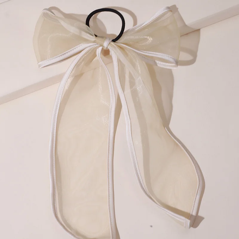 Lystrfac Long Strap Bow Scrunchies for Women Black Yarn Bow Hair Streamer Hair Ring Hair Accessories Hair Rope Simple Headwear