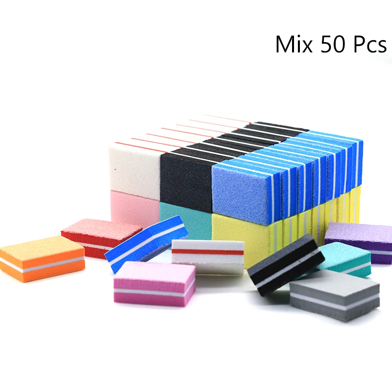 50Pc Professional Mini Nail Art buffer 100/180 Sandpaper Manicure Care File Sanding Polishing Nails File Grinding Equipment Tool