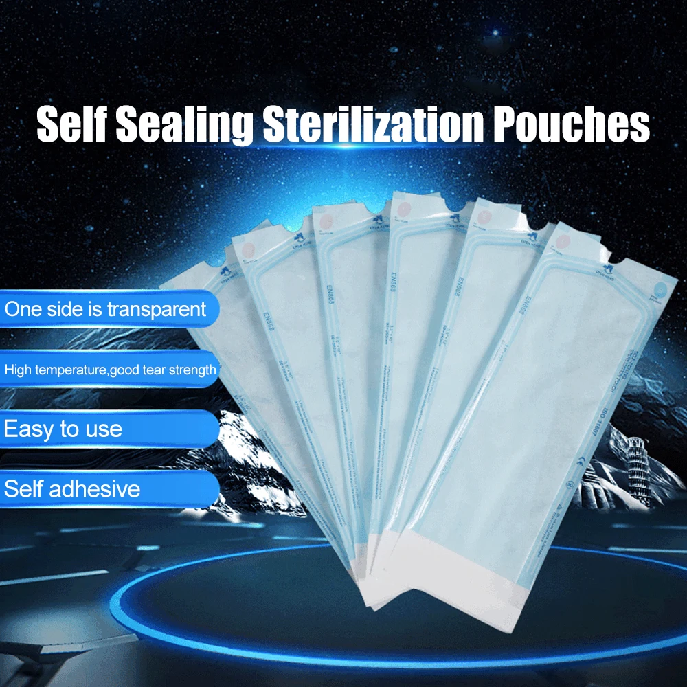 200 PCS Self Sealing Sterilization Pouch Bags for Nail Tools Grade Paper Disposable Dental Tattoo Accessories Tool Storage Bag