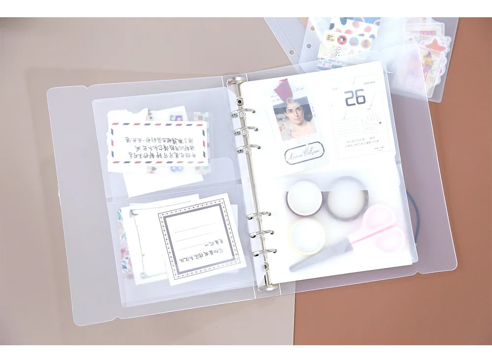 A5 A6 PVC Transparent Loose-leaf Bag Hand Book Storage Document Bag Information Notepad Business Card Book Bag