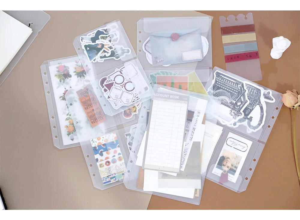 A5 A6 PVC Transparent Loose-leaf Bag Hand Book Storage Document Bag Information Notepad Business Card Book Bag
