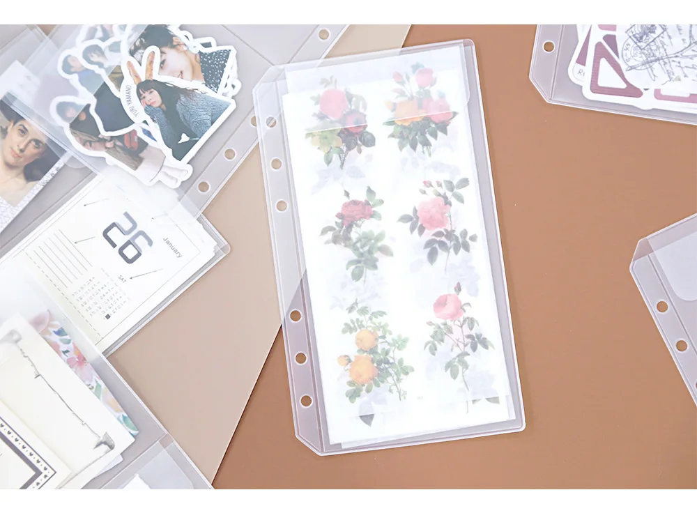 A5 A6 PVC Transparent Loose-leaf Bag Hand Book Storage Document Bag Information Notepad Business Card Book Bag