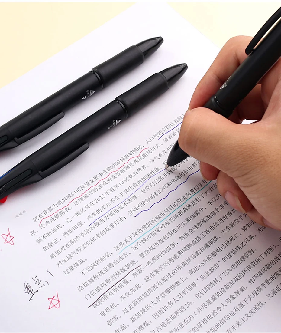 Deli 4 In1 Ballpoint Pen 0.7mm MultiColor Ink Refill Multifunction Pens for Marker Writing Scrapbook Stationery Back to School