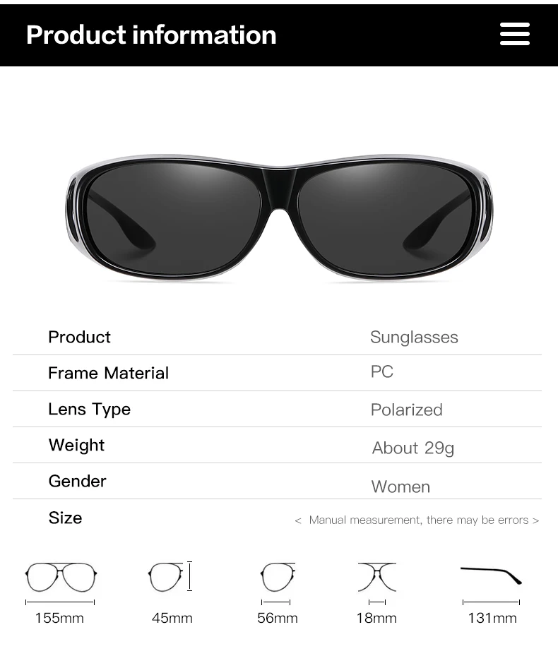 Polarized Sunglasses Fit Over Eye Glasses Driving Wrap Shield Goggles Fishing Glasses Sports Sunglasses Night Vision Glasses