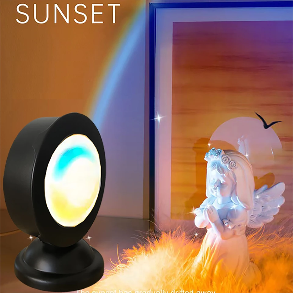Mini USB Sunset Lamp Led Projector Night Light 16 Colors Switch Rainbow Atmosphere Home Bedroom Background Wall Decoration Gift