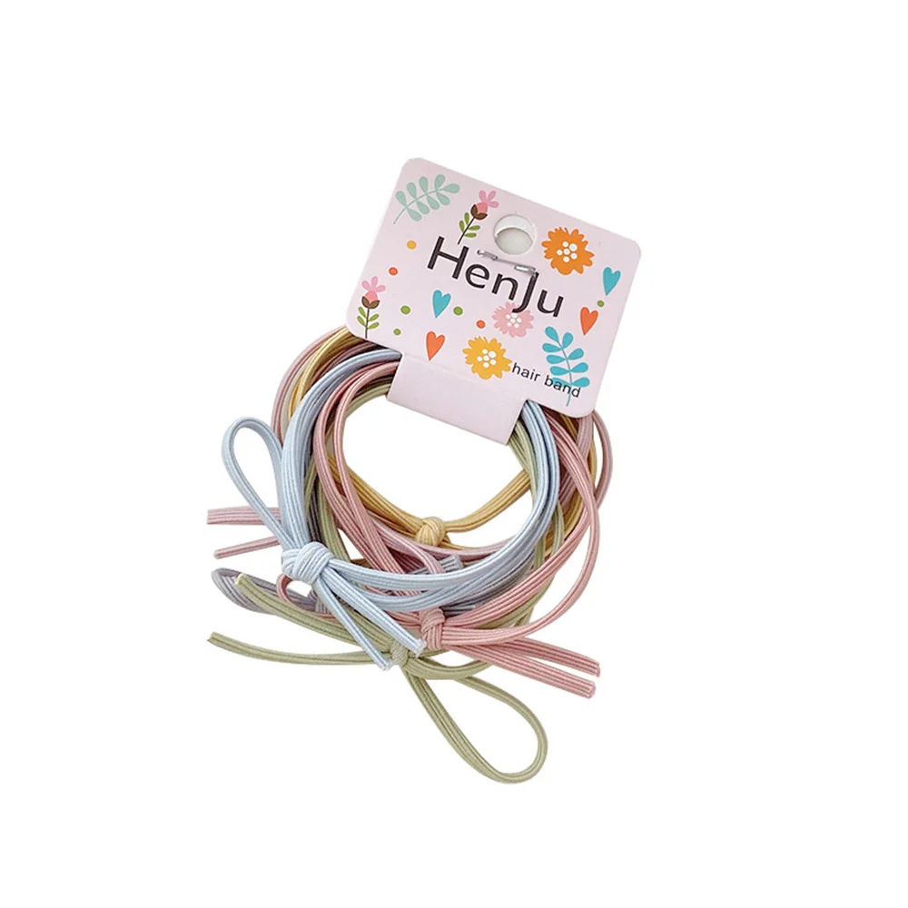6-pieces/set Korean Version Of Simple Hair Tie Two-in-one Bow Set Ins Knotted Hair Rope High Elastic Basic Hair Rubber Band