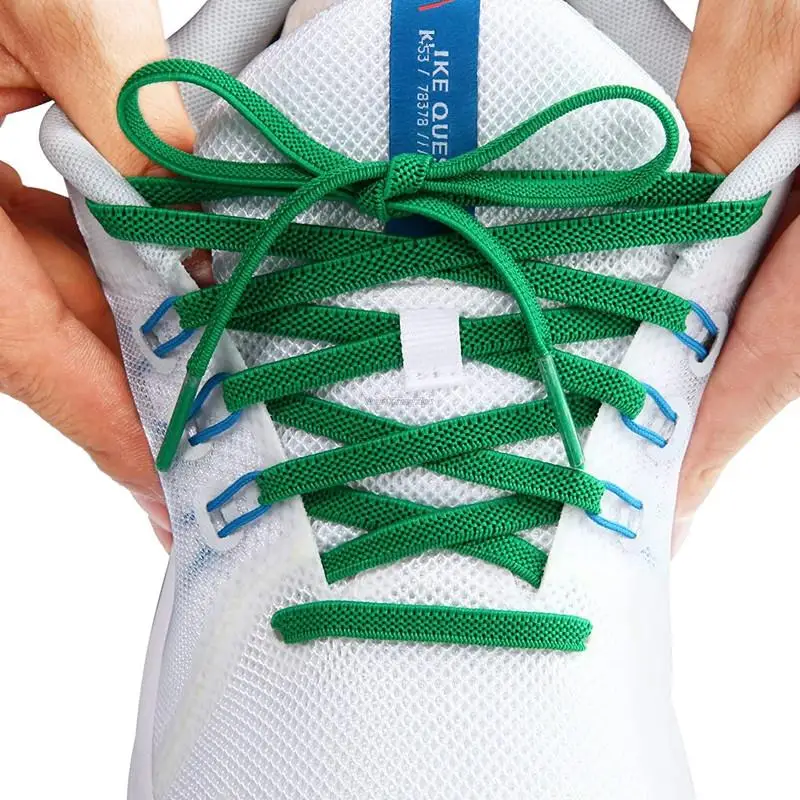 Elastic Flat Classic Sneakers Shoelaces 7 Mm Width Shoelace for Kids Adults Shoe Laces Rubber Bands for Shoes Accessories 1Pair