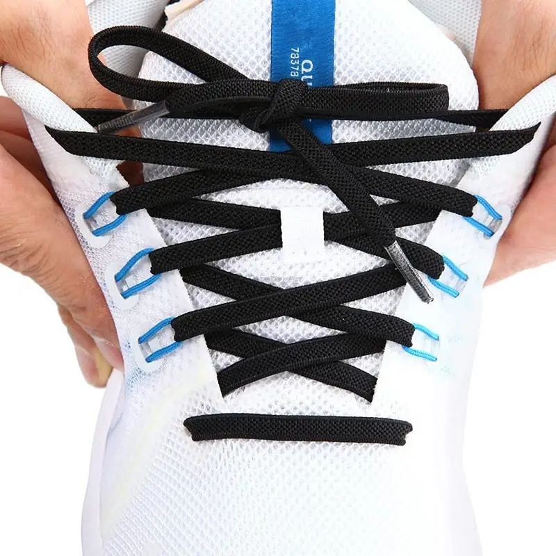 Elastic Flat Classic Sneakers Shoelaces 7 Mm Width Shoelace for Kids Adults Shoe Laces Rubber Bands for Shoes Accessories 1Pair