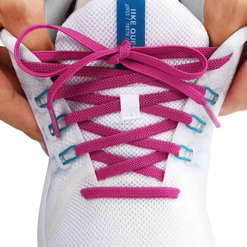 Elastic Flat Classic Sneakers Shoelaces 7 Mm Width Shoelace for Kids Adults Shoe Laces Rubber Bands for Shoes Accessories 1Pair