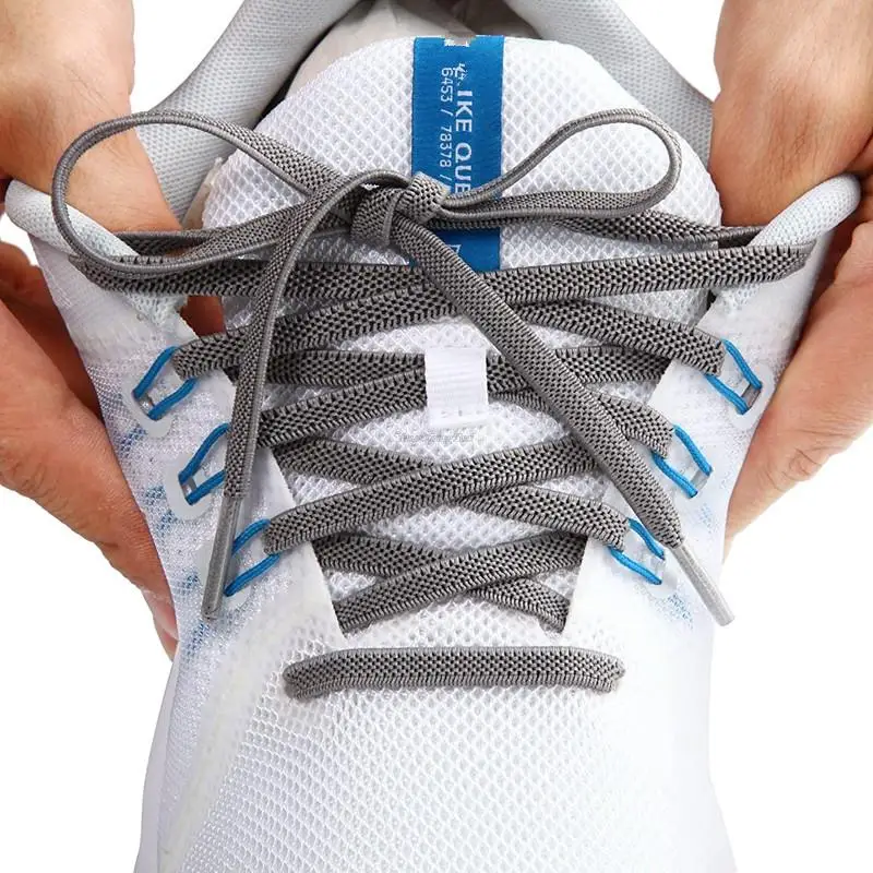 Elastic Flat Classic Sneakers Shoelaces 7 Mm Width Shoelace for Kids Adults Shoe Laces Rubber Bands for Shoes Accessories 1Pair