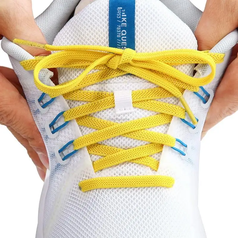 Elastic Flat Classic Sneakers Shoelaces 7 Mm Width Shoelace for Kids Adults Shoe Laces Rubber Bands for Shoes Accessories 1Pair