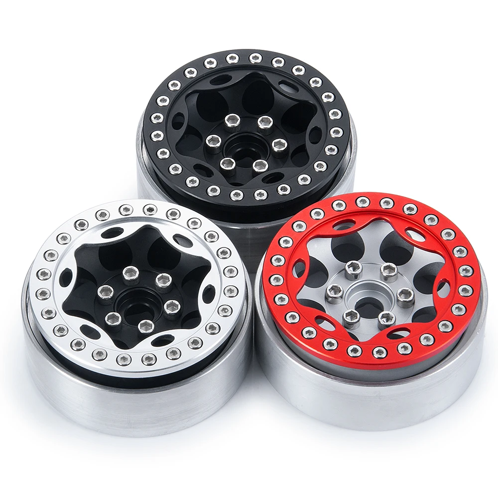 YEAHRUN 4PCS Aluminum Alloy 1.9" Wheel Outer Beadlock Ring for 1/10 RC Crawler Axial SCX10 90046 TRX4 1.9 Wheel Rims