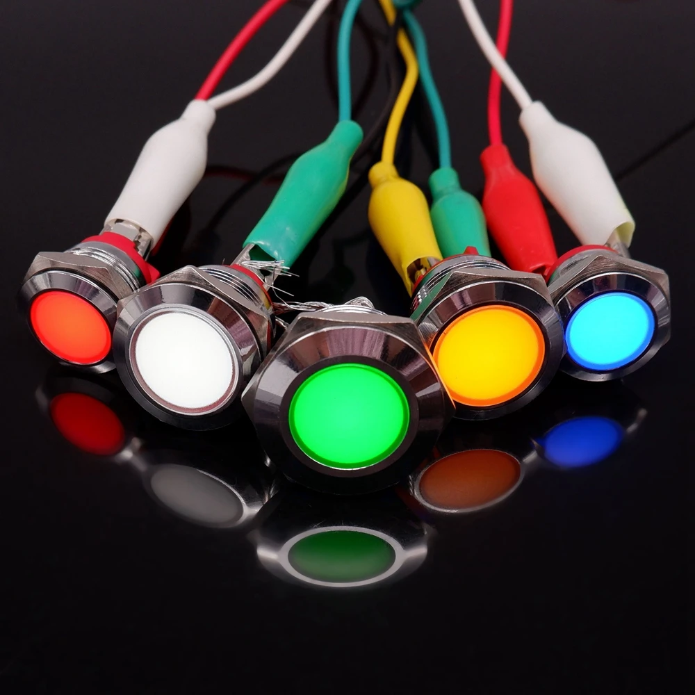 16mm 19mm 22mm Light Indicators Led Warning Signal Metal Pilot Lamp 3V 6V 12V 24V 220V Red Yellow Blue Green Screw/Pin Terminal
