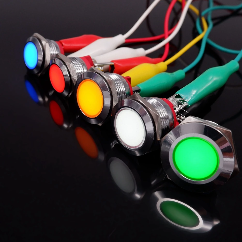 16mm 19mm 22mm Light Indicators Led Warning Signal Metal Pilot Lamp 3V 6V 12V 24V 220V Red Yellow Blue Green Screw/Pin Terminal