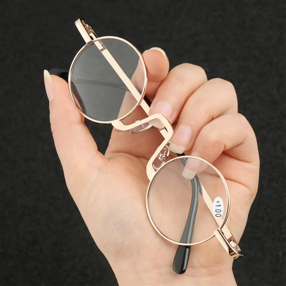 Retro Metal Round Frame Reading Glasses Women Men Presbyopic Eyeglasses Anti Blue Light Eyewear Diopter +10~+40