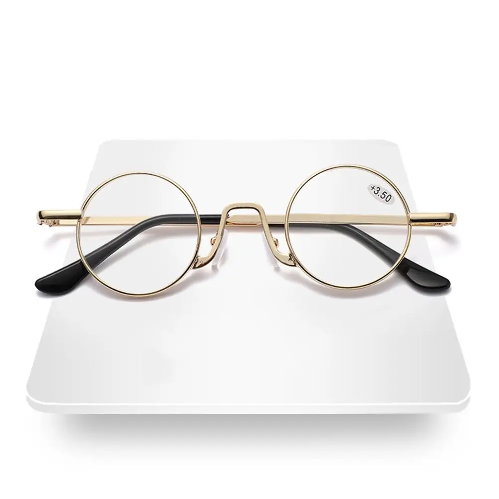 Retro Metal Round Frame Reading Glasses Women Men Presbyopic Eyeglasses Anti Blue Light Eyewear Diopter +10~+40