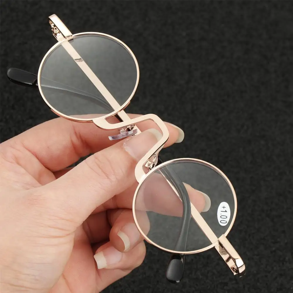 Retro Metal Round Frame Reading Glasses Women Men Presbyopic Eyeglasses Anti Blue Light Eyewear Diopter +10~+40