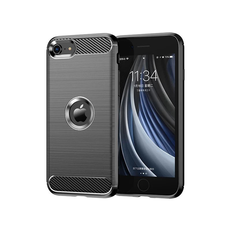 For iPhone SE 2022 Case Bumper Silicone Carbon Fiber Cover iPhone SE3 SE 2022 7 8 11 12 13 Pro XS Max Case For iPhone SE 3 Case