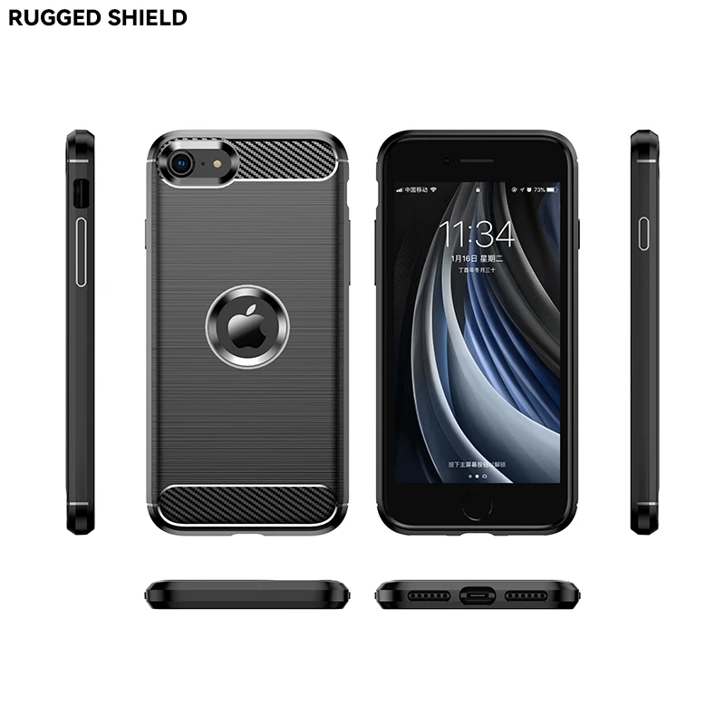 For iPhone SE 2022 Case Bumper Silicone Carbon Fiber Cover iPhone SE3 SE 2022 7 8 11 12 13 Pro XS Max Case For iPhone SE 3 Case