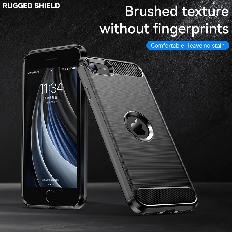 For iPhone SE 2022 Case Bumper Silicone Carbon Fiber Cover iPhone SE3 SE 2022 7 8 11 12 13 Pro XS Max Case For iPhone SE 3 Case