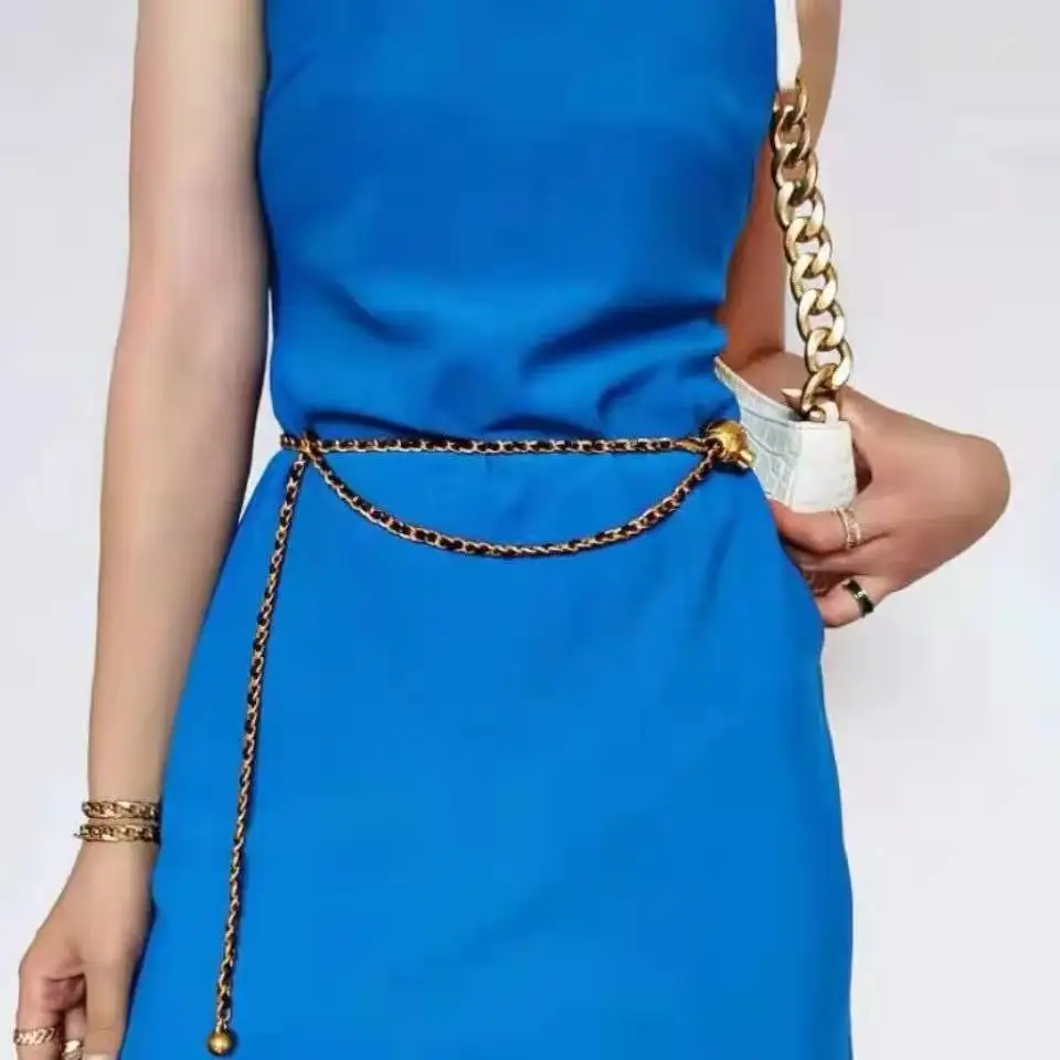 Trendy Designer Fashion  Waist Chain Belt Corset Body Metal Lanyards For  Women's Dress Jeans 2022