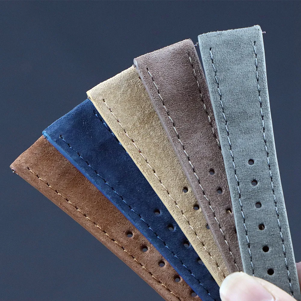 Premium Leather Suede Watch Strap 18mm 20mm 22mm Watchband Gray Blue Brown Watch Bands Quick Release Wristband Belt Accessories