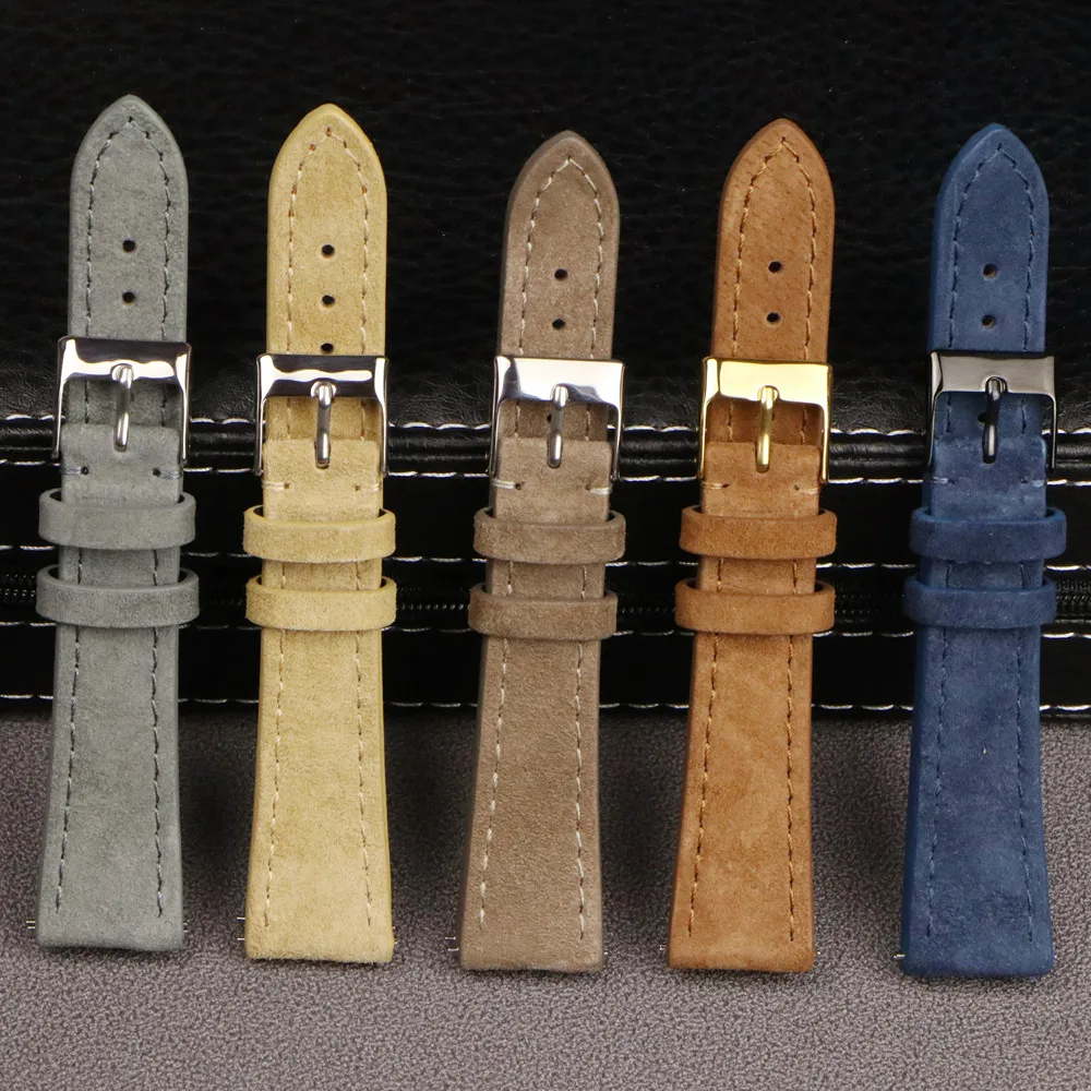 Premium Leather Suede Watch Strap 18mm 20mm 22mm Watchband Gray Blue Brown Watch Bands Quick Release Wristband Belt Accessories