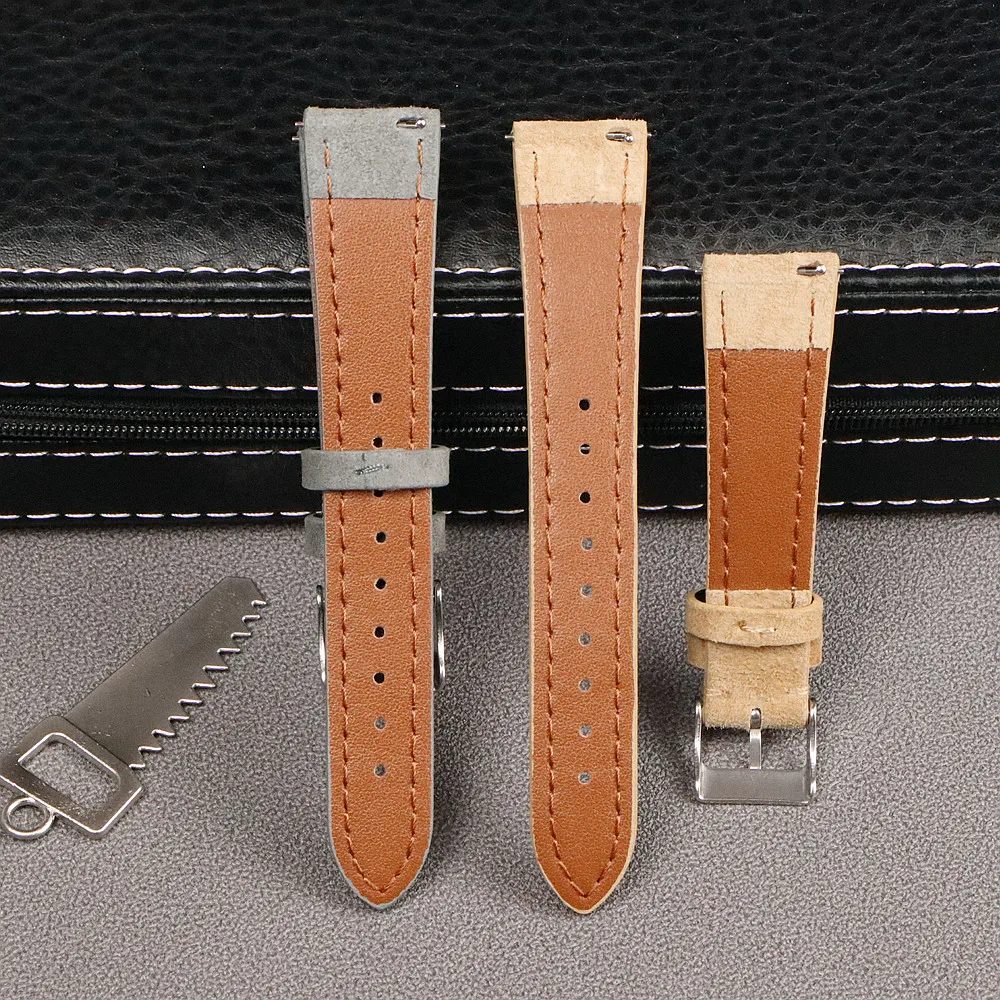 Premium Leather Suede Watch Strap 18mm 20mm 22mm Watchband Gray Blue Brown Watch Bands Quick Release Wristband Belt Accessories